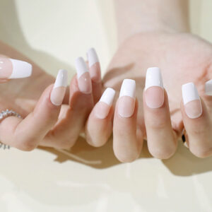 假指甲美甲贴片白法式美甲肉粉色指甲贴片false nail外贸美甲直供