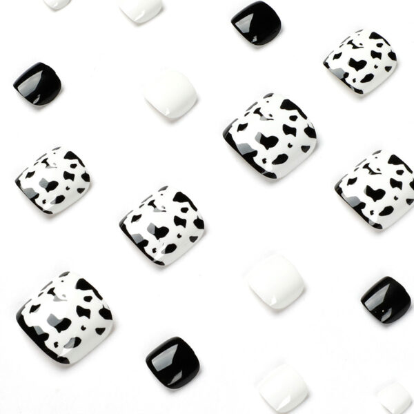 夏日黑白豹纹脚甲甲片假指甲美甲甲片甲片批发穿戴式美甲nails - Imagen 3