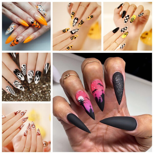 万圣节尖甲合集 press on nail美甲贴片指甲片假指甲穿戴美甲成品