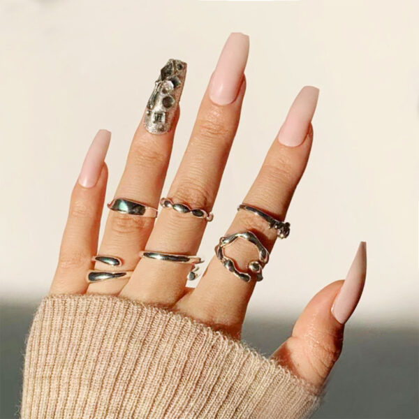 裸色满钻穿戴甲粉色甲片外贸美甲贴片成品press on nails跨境直供