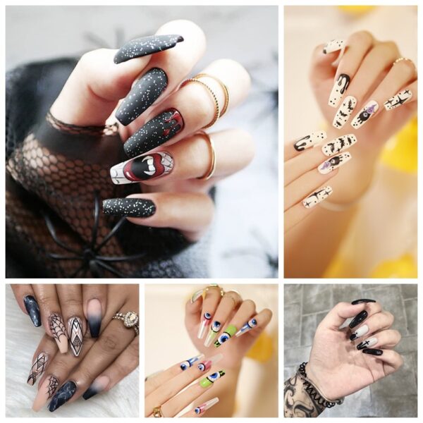 万圣节合集长款穿戴甲成品 press on nail假指甲美甲贴片指甲贴片 - 이미지 2