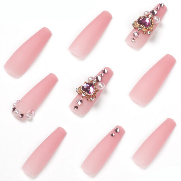 裸粉穿戴甲粉钻珍珠堆钻穿戴甲甲片批发美甲甲片指甲片false nail – Image 3
