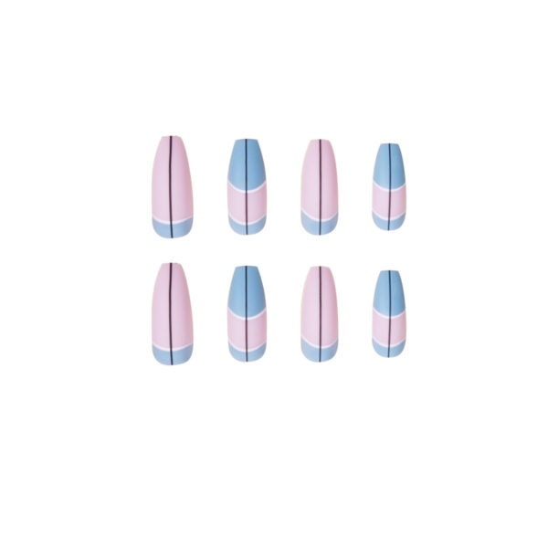 假指甲press on nail 美甲贴片蓝法式指甲贴片外贸直供穿戴甲成品 - Imagem 5