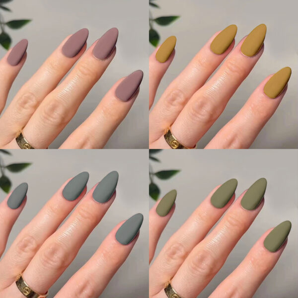 工厂直销纯色手感磨砂美甲批发美甲片成品穿戴甲短款甲片nails - Imagen 2