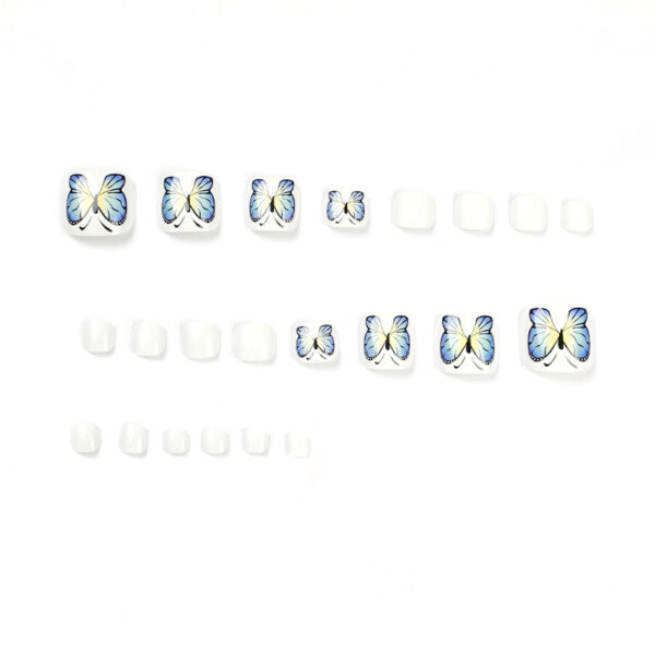蓝色蝴蝶脚甲美甲穿戴甲批发穿戴式美甲批发指甲片 false nail - 이미지 2