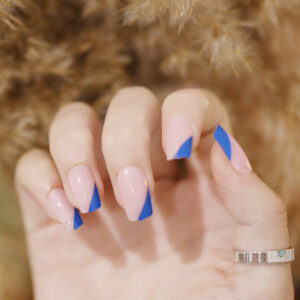 斜法式透色false nail穿戴美甲成品假指甲美甲贴片指甲贴片跨境供