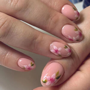 粉色花花穿戴甲美甲甲片假指甲美甲片成品可拆卸美甲片 穿戴式