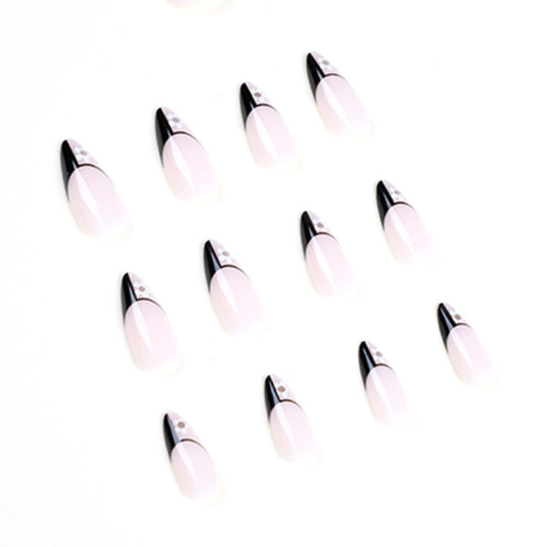 假指甲美甲贴片法式美甲黑金小花指甲贴片press on nails外贸美甲 - Image 4