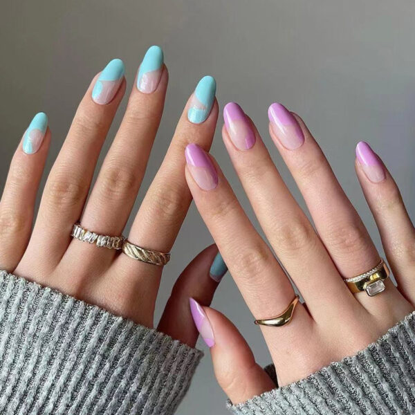 假指甲美甲贴片拼色美甲简约法式指甲贴片false nail外贸美甲批发