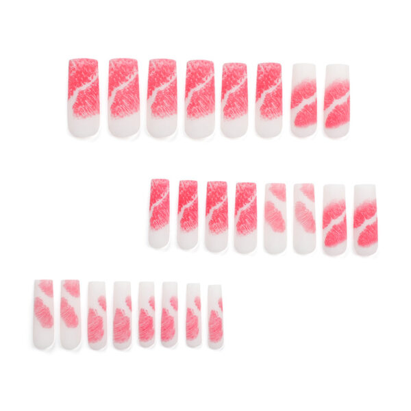 情人节浪漫红唇印美甲甜美手感磨砂穿戴甲press on nails甲片成品 - Imagen 2