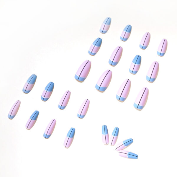 假指甲press on nail 美甲贴片蓝法式指甲贴片外贸直供穿戴甲成品 - Imagem 4