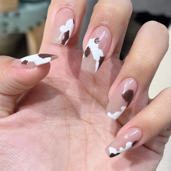 奶油咖色穿戴美甲成品假指甲美甲贴片可拆卸甲片指甲贴片可拆卸甲