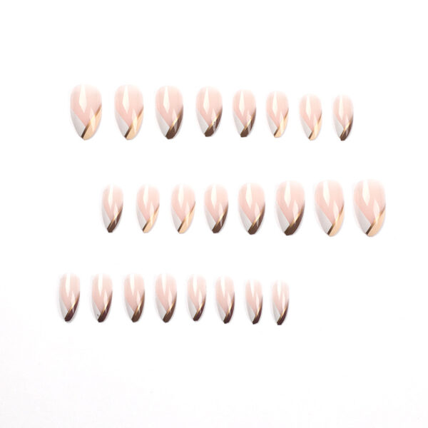 穿戴甲白棕拼接斜法式穿戴假甲片指甲片批发假指甲press on nails - Image 2