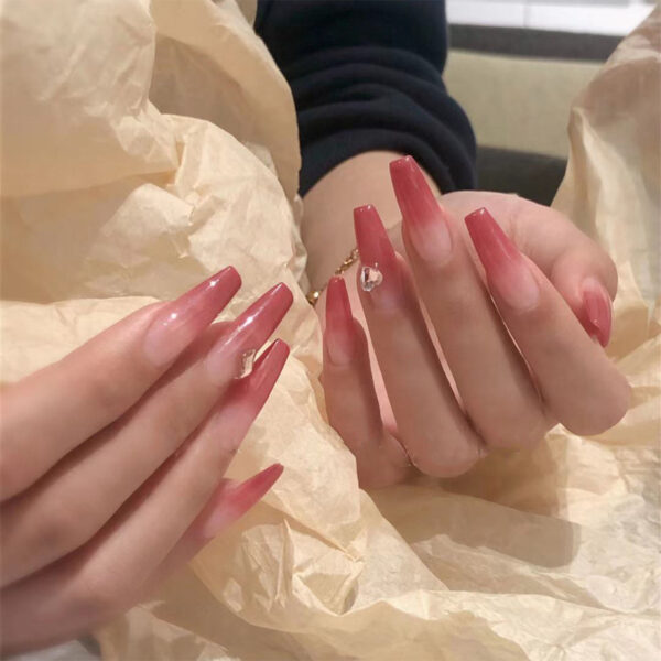 蜜桃渐变纯欲气质穿戴美甲成品假指甲美甲贴片指甲贴片可拆卸甲片