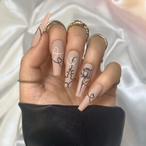 抽象线条艺术感穿戴美甲成品False nail美甲贴片指甲贴片可卸甲片