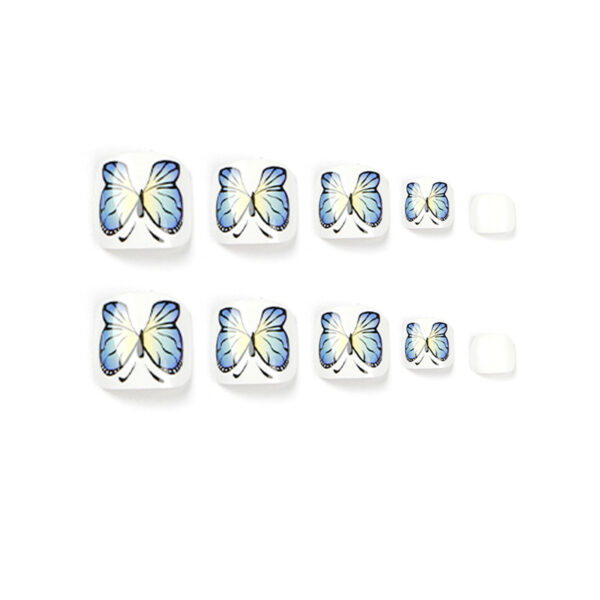 蓝色蝴蝶脚甲美甲穿戴甲批发穿戴式美甲批发指甲片 false nail - 이미지 5