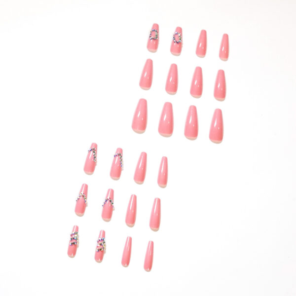 False Nail粉长芭蕾LOVE假指甲美甲贴片穿戴美甲贴片可卸甲片跨境 - 이미지 3