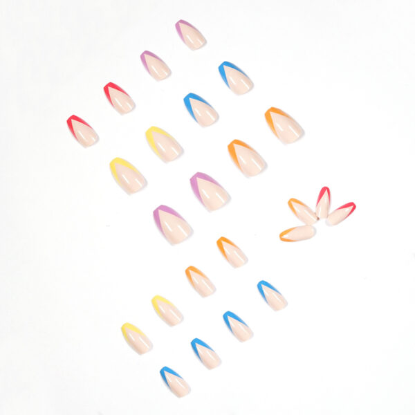 彩虹法式系列穿戴美甲成品假指甲美甲贴片指甲贴片prees on nail - 图片 2