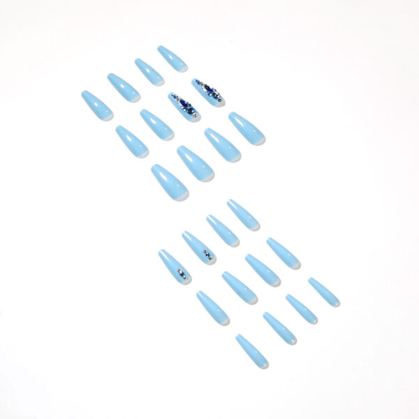 假指甲满钻系列穿戴甲深蓝色美甲显白指甲贴片 press on nail跨境 - Imagem 3