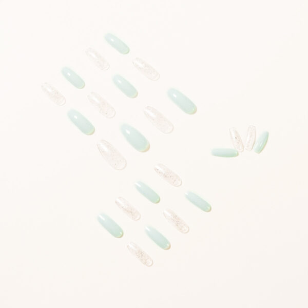 冰透蓝闪粉 press on nail穿戴美甲成品假指甲美甲贴片可拆卸甲片 - Imagen 2