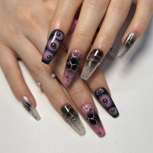 跨境欧美穿戴甲蝴蝶中国龙重金属派克风假指甲press on nails甲片