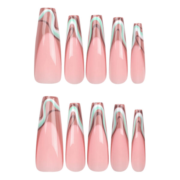 跨境外贸穿戴甲批发法式条纹波纹美甲片可拆卸甲片press on nail - Image 5
