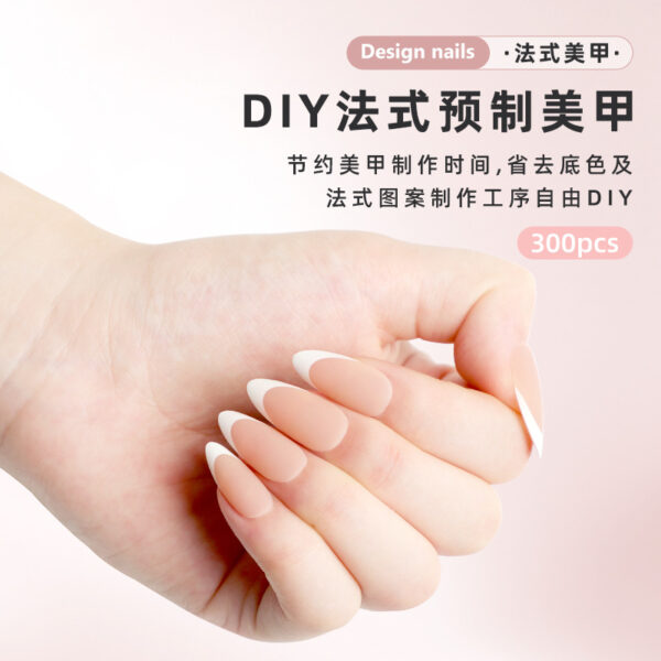 DIY 프랑스 사전 제작 매니큐어 300pcs 마모 손톱 도매 네일 살롱 네일 아트 조각 네일 클리핑 용 박스 박스