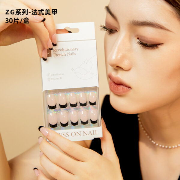 30pcs 박스형 클래식 프렌치웨어 네일 프리미엄 좁은 네일 네일 아트 네일 아트 크로스 보더 핫 세일 탈착식 네일 패치