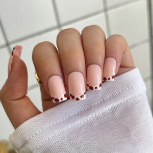 指甲片批发穿戴甲 法式豹纹穿戴甲批发成品假指甲 press on nail