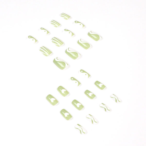 假指甲美甲贴片阴阳美甲草绿色指甲贴片press on nails 跨境专供 - Imagen 4