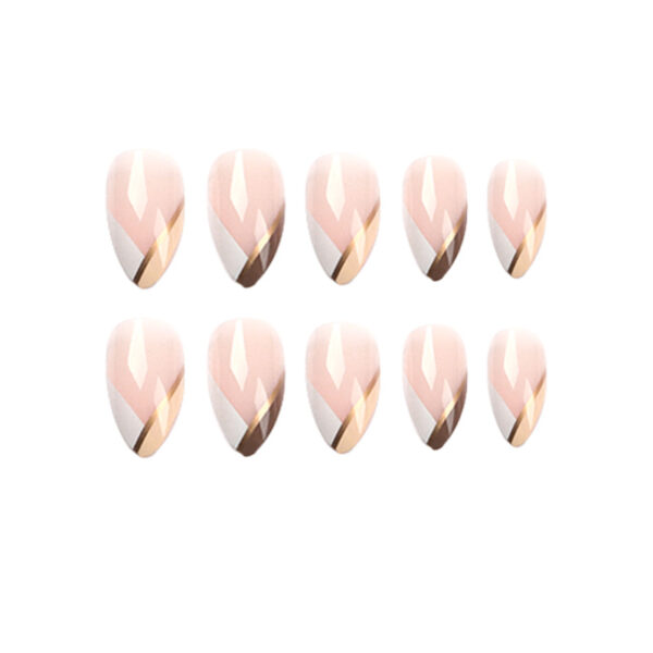 穿戴甲白棕拼接斜法式穿戴假甲片指甲片批发假指甲press on nails - Image 5