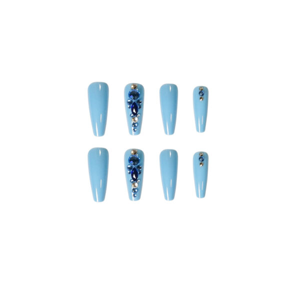 假指甲满钻系列穿戴甲深蓝色美甲显白指甲贴片 press on nail跨境 - Imagem 5